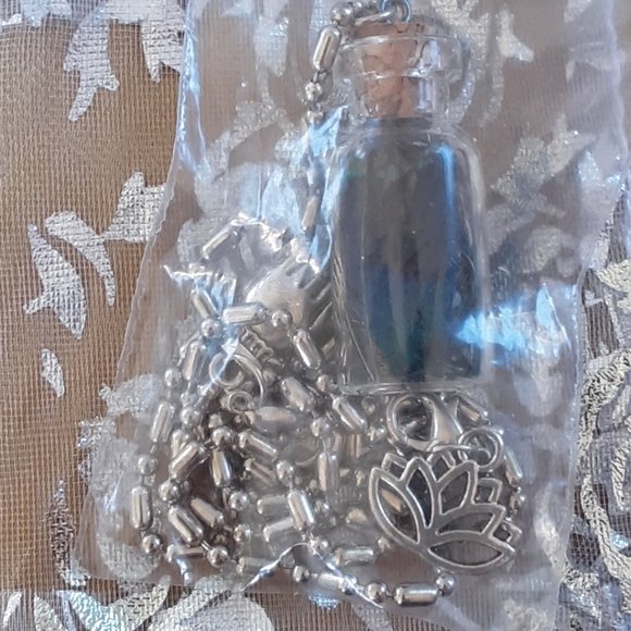 Peacock Feather Glass Bottle Necklace Buddha Hand Lotus Dream Zip Pull Handmade - Picture 15 of 15